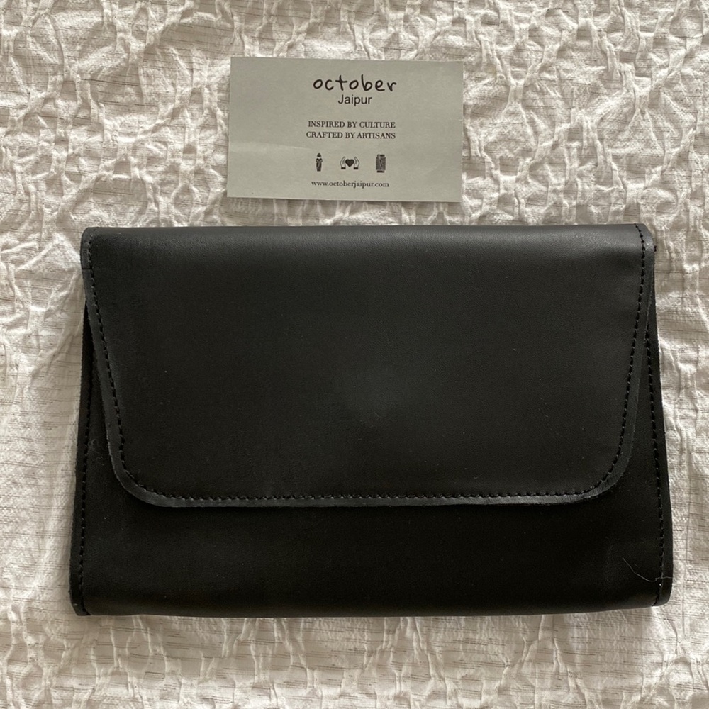 Black vegan leather clutch